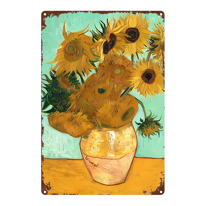 Home Gym Icon - Van Gogh Ayçiçekleri Metal Duvar Tabelası